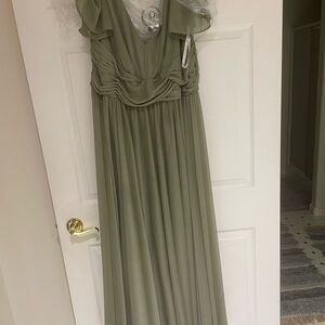 Elegant Olive Green Evening Gown